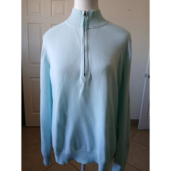 Foxcroft Sweaters - Foxcroft Ladies Size XL Pullover 1/4 Front Sweater Light Mint Supima Cotton